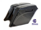 Vivid Black 4" Extended Stretched Saddlebags Base and Lid for Harley Touring