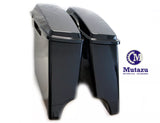 Vivid Black 4" Extended Stretched Saddlebags Base and Lid for Harley Touring