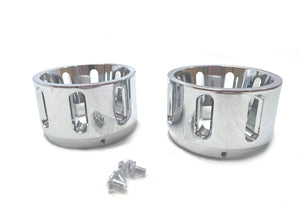 Mutazu 4" Chrome MF-09 Megaphone Mufflers Exhaust Slotted End Tip Caps