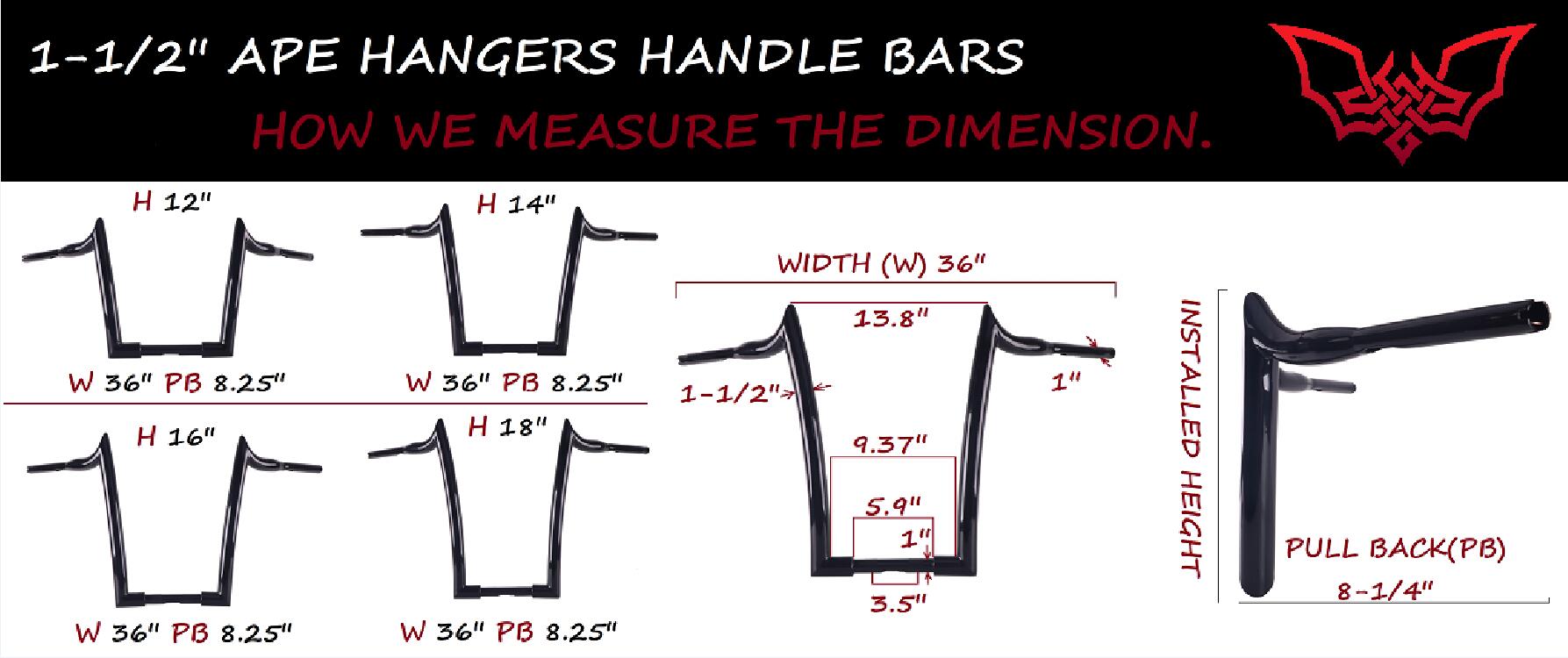 Demon Horns 1-1/2 Chrome 18 16 14 12 Ape Hangers Handlebar for Ha –  Mutazu Inc.